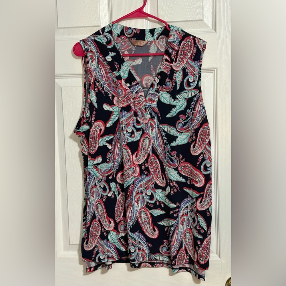 Amana Paisley Sleeveless Top - 2X